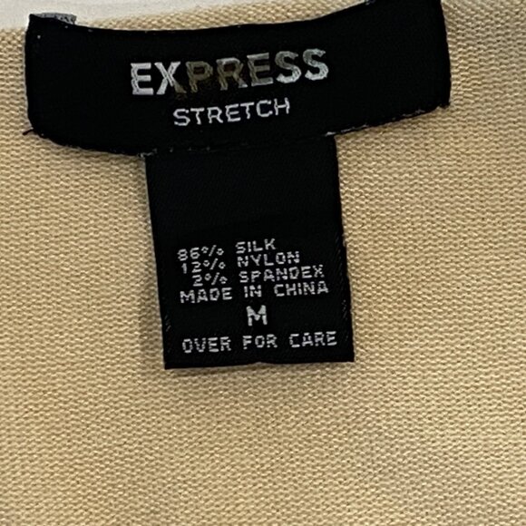 Express Silk Blend Sweater Womens M Half Sleeve Pullover V Neck Stretch Gold - Picture 4 of 4